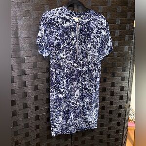 Whistles Front Zip Navy Blue And White Speckled Dress